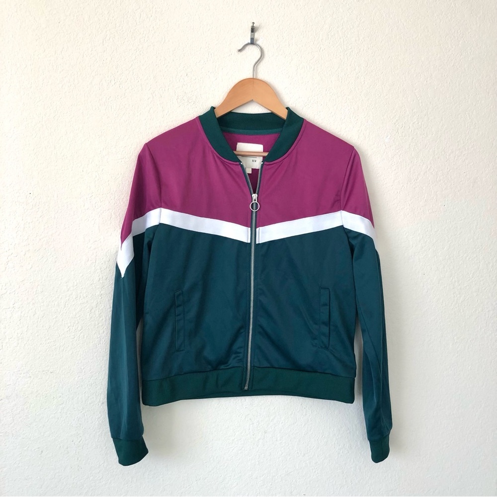 COTTON:ON Purple, White, and Forest Green Full-Zip Jacket – Women's M